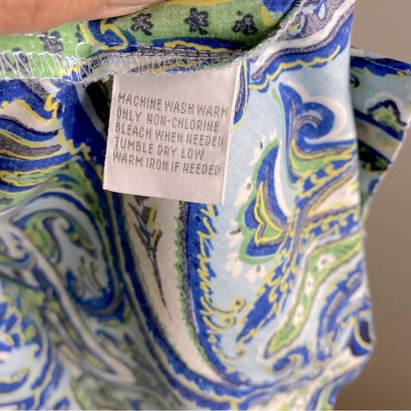 FOXCROFT Thin Comfy Cotton Blouse 3/4 Sleeve Wrinkle Free Paisley Blue G… - Picture 5 of 8